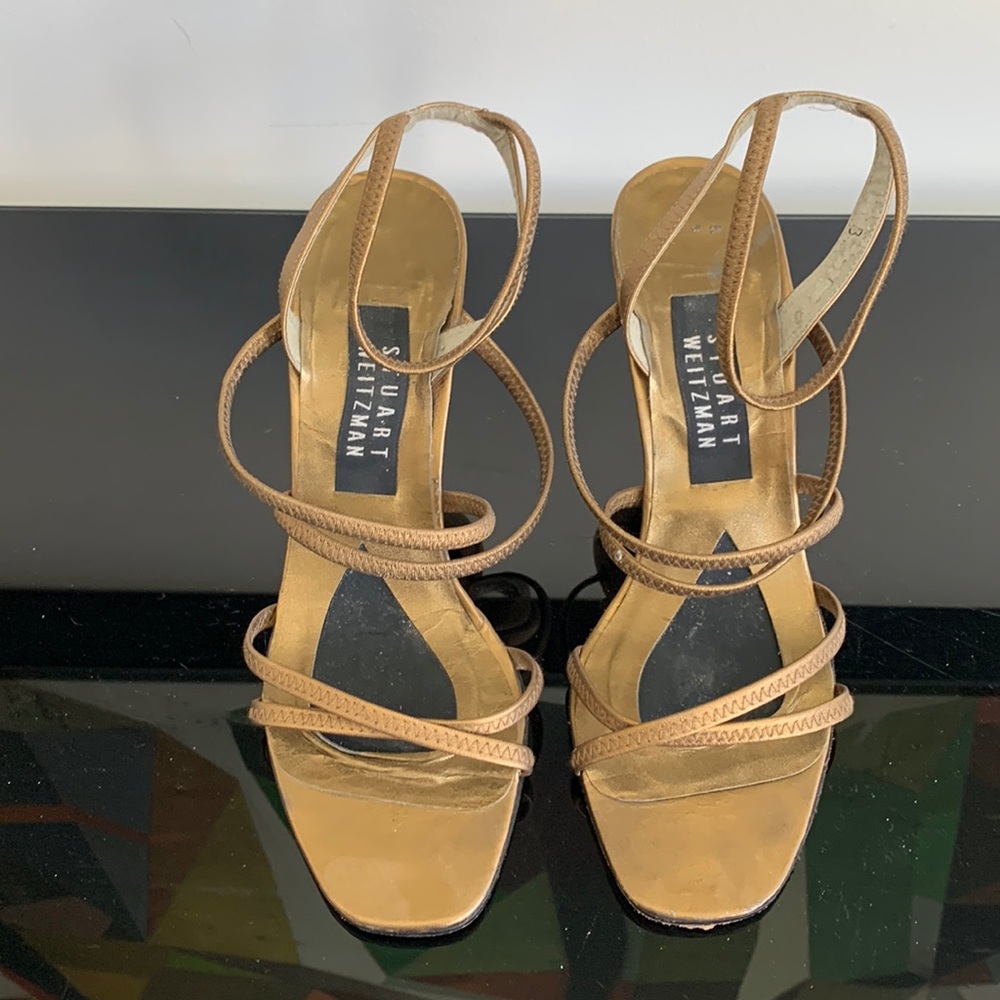 Stuart Weitzman bronze strappy heel size 7